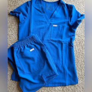 Figs royal blue XXS top and bottom